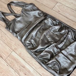 Custom Soft Gold Ruched Dress - Large. Cocktail Award Pin Up Elegant Evening